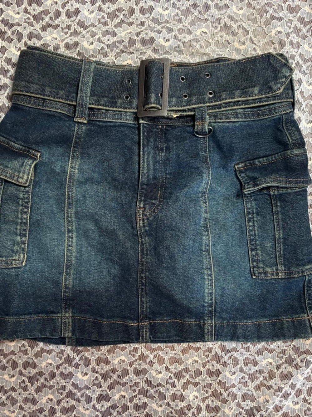 SO Dark Blue Denim Maxi Skirt with Belted Waist